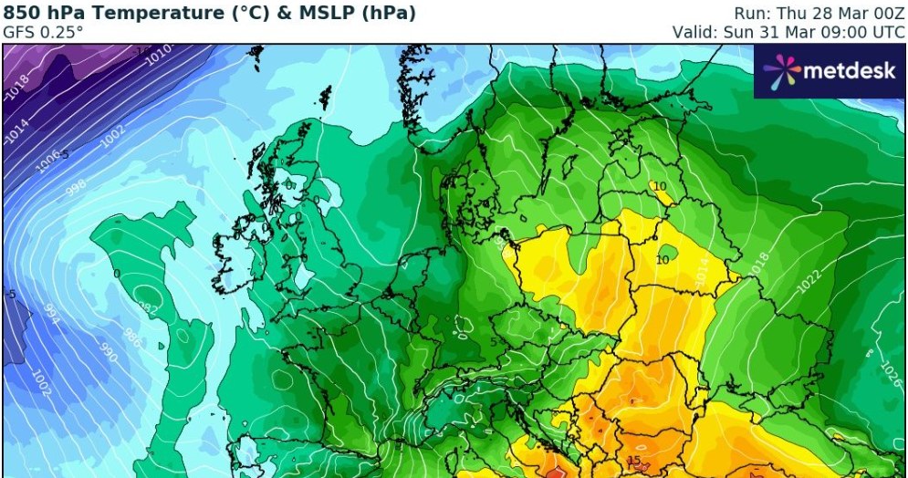Niedziela Wielkanocna będzie ciepła i spokojna praktycznie w całej Polsce /wxcharts /