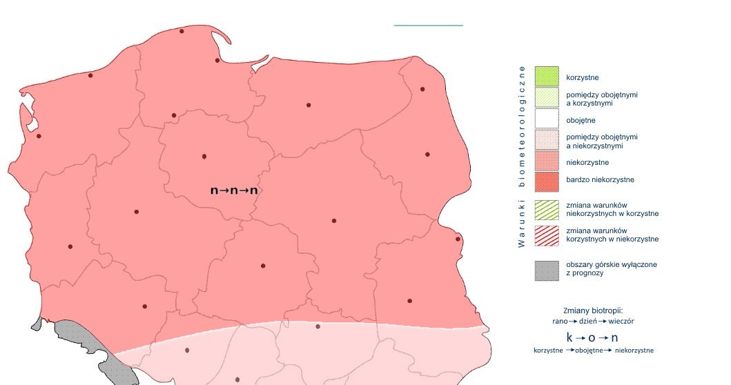 Niekorzystne warunki przez większość dnia będą panować w niemal całym kraju. Po południu sytuacja poprawi się w południowej Polsce /IMGW /