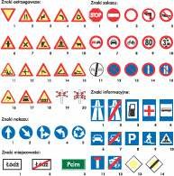 Niektóre aktualne (VII 2000 r.) obowiązujące w Polsce znaki drogowe: /Encyklopedia Internautica