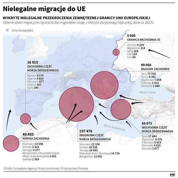 Nielegalne migracje do UE /Mateusz Krymski /PAP