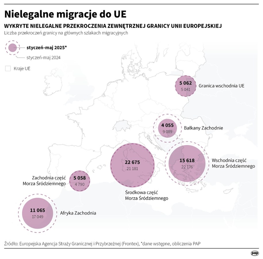 Nielegalne migracje do UE /Mateusz Krymski /PAP