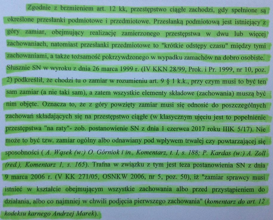 Niemal cała strona 39 wniosku prokuratury to przepisany w słowo w słowo fragment komentarza prof. Marka. Jego nazwisko wymieniono po zacytowaniu z cudzysłowem ostatniego zdania sprawiając wrażenie, że tylko ono pochodzi od prof. Marka. /Tomasz Skory  /RMF FM