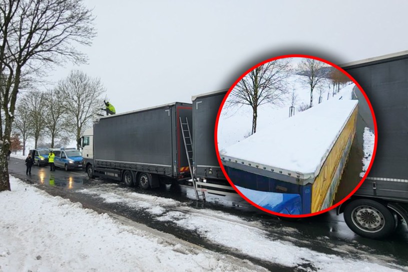 Niemieccy policjanci kontrolowali nieodśnieżone ciężarówki przy pomocy drona/Polizeipräsidium Mittelhessen /