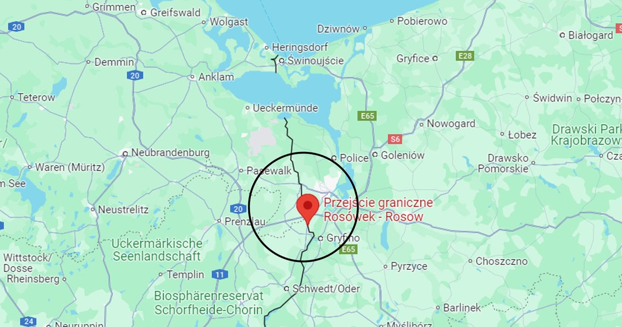 Niemieckie przejście graniczne Rosówek/Rosow będzie zamknięte przez 3 miesiące. /screen/Google Maps /INTERIA.PL