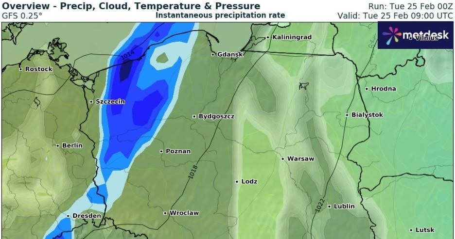Nieprzyjemna, mokra aura skupi się w zachodniej części kraju, jednak również na wschodzie może występować nieprzyjemna mżawka /wxcharts /