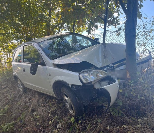 Nietrzeźwa kobieta straciła panowanie nad pojazdem i wjechała w drzewo /Policja