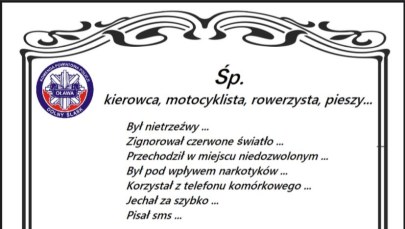 ​Nietypowa akcja policji z Oławy. Nekrologi mają działać na wyobraźnię