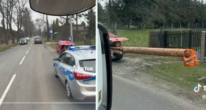 Nietypowy transport drewna. "Czołgczento" na drodze