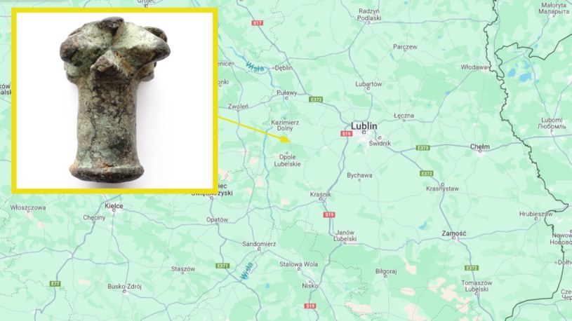 Niezwykłe odkrycie archeologiczne na Lubelszczyźnie. 12-latek znalazł fragment średniowiecznej buławy. /screen/Google Maps/Marcin jabłoński /materiał zewnętrzny