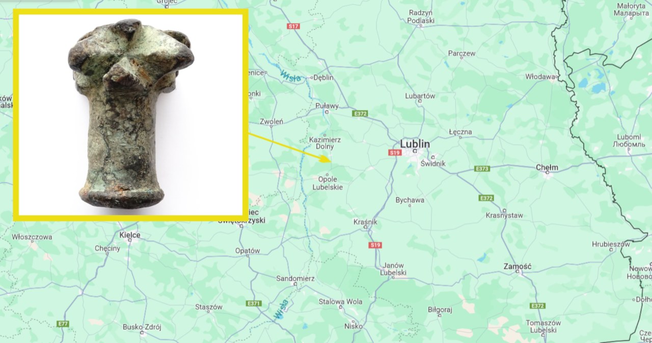 Niezwykłe odkrycie archeologiczne na Lubelszczyźnie. 12-latek znalazł fragment średniowiecznej buławy. /screen/Google Maps/Marcin jabłoński /materiał zewnętrzny