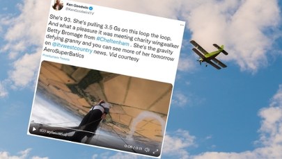 Niezwykły wyczyn 93-latki. Wzniosła się w powietrze, stojąc na skrzydle samolotu 