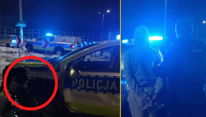 Nocny rajd ulicami Białegostoku. Nastoletni kierowca uszkodził radiowóz
