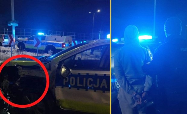 Nocny rajd ulicami Białegostoku. Nastoletni kierowca uszkodził radiowóz