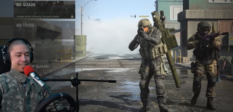 Noel Miller podczas rozgrywki w Call of Duty: Warzone za pomocą kierownicy /materiały źródłowe