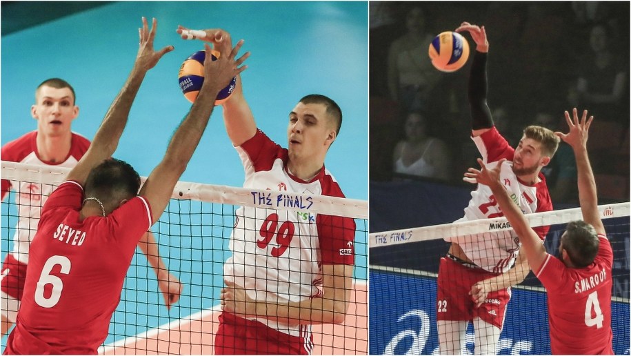 Norbert Huber (na zdjęciu po lewej) i Bartosz Bednorz (po prawej) w meczu Final Six LN z Iranem /TANNEN MAURY  /PAP/EPA