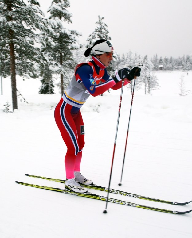 Norweżka Marit Bjoergen podczas treningu w Kuusamo /Grzegorz Momot /PAP