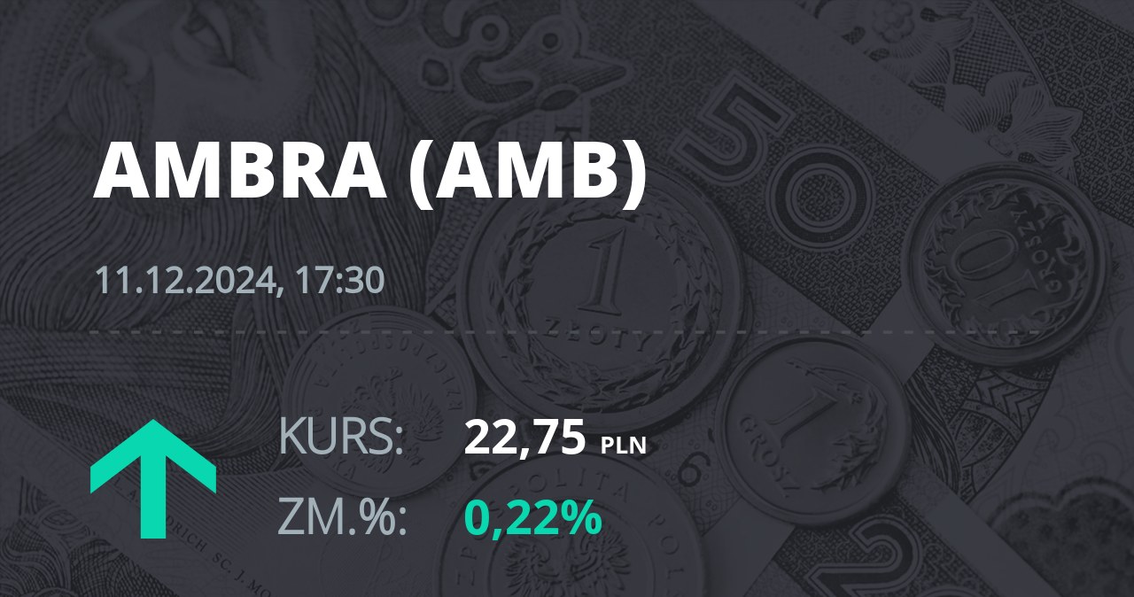 Notowania akcji spółki Ambra z 11 grudnia 2024 roku