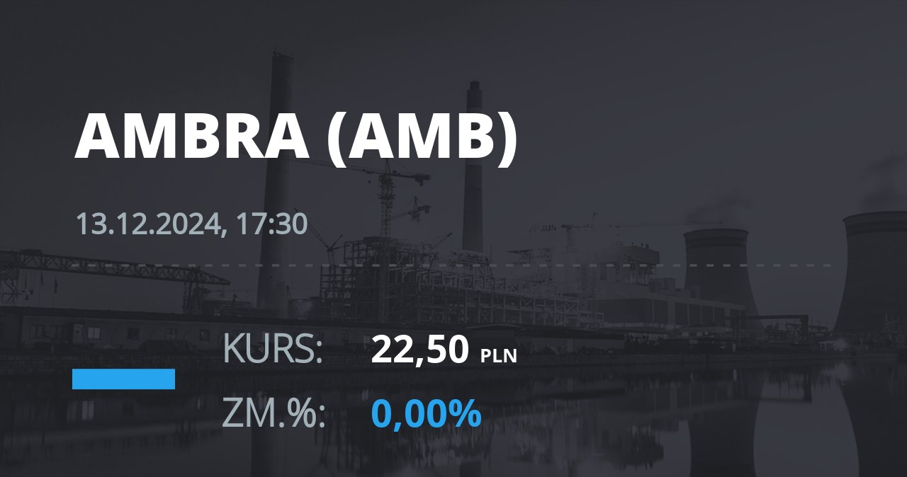 Notowania akcji spółki Ambra z 13 grudnia 2024 roku