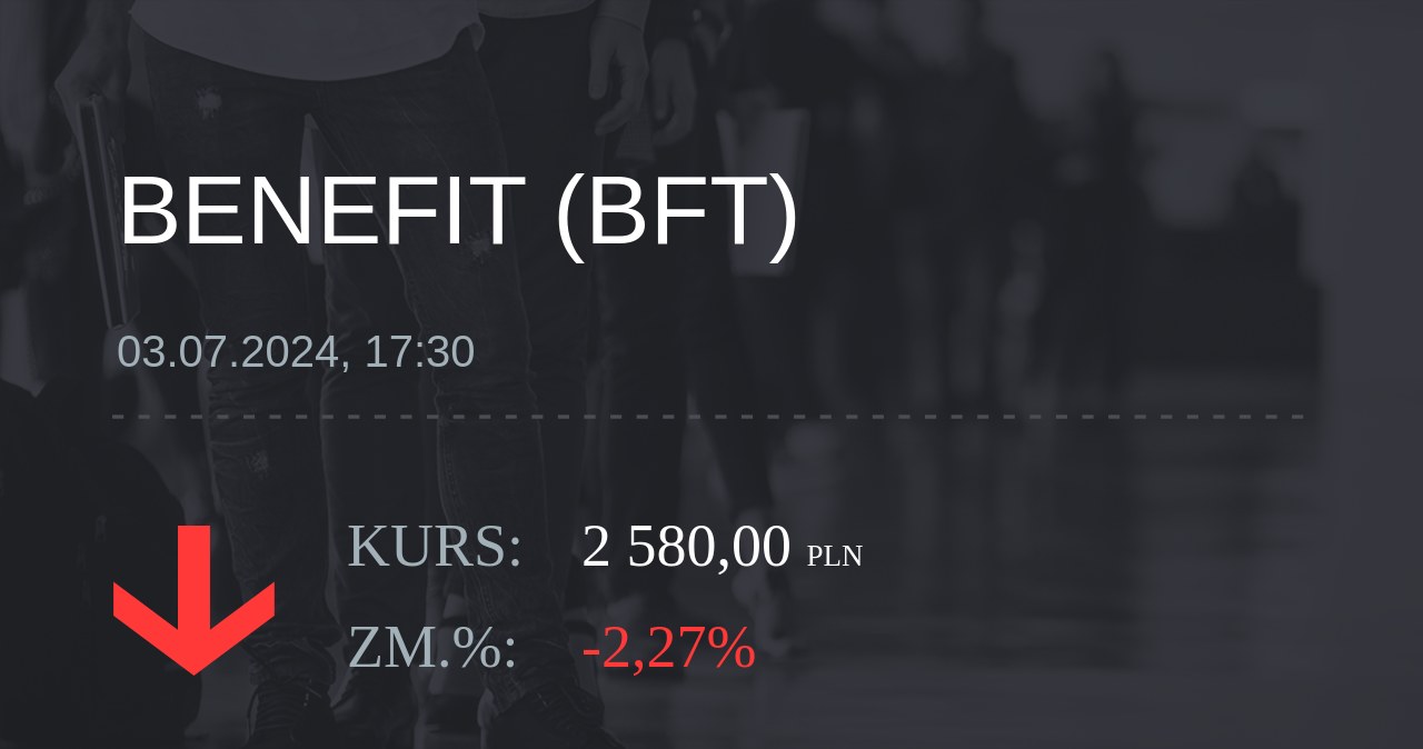 Notowania akcji spółki Benefit z 3 lipca 2024 roku