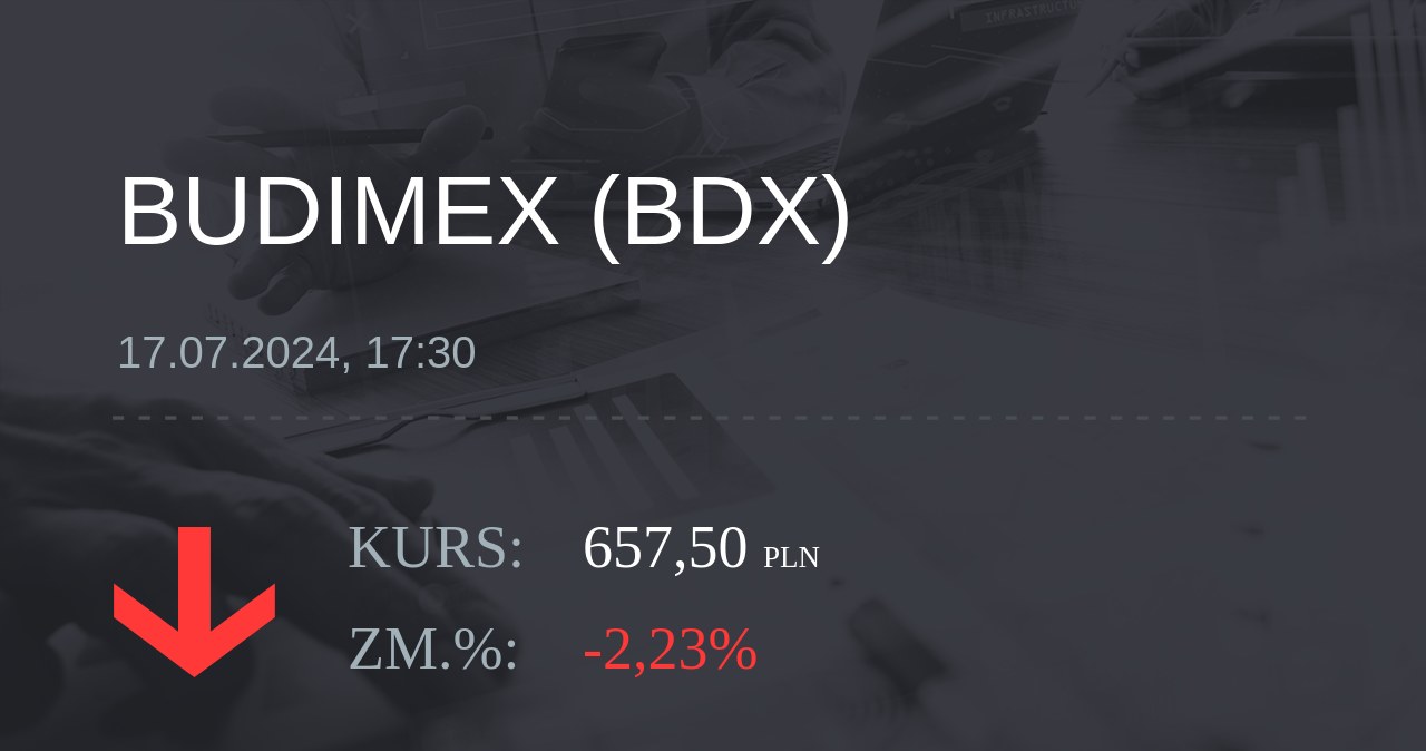 Notowania akcji spółki Budimex z 17 lipca 2024 roku