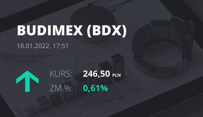 Notowania akcji spółki Budimex z 18 stycznia 2022 roku