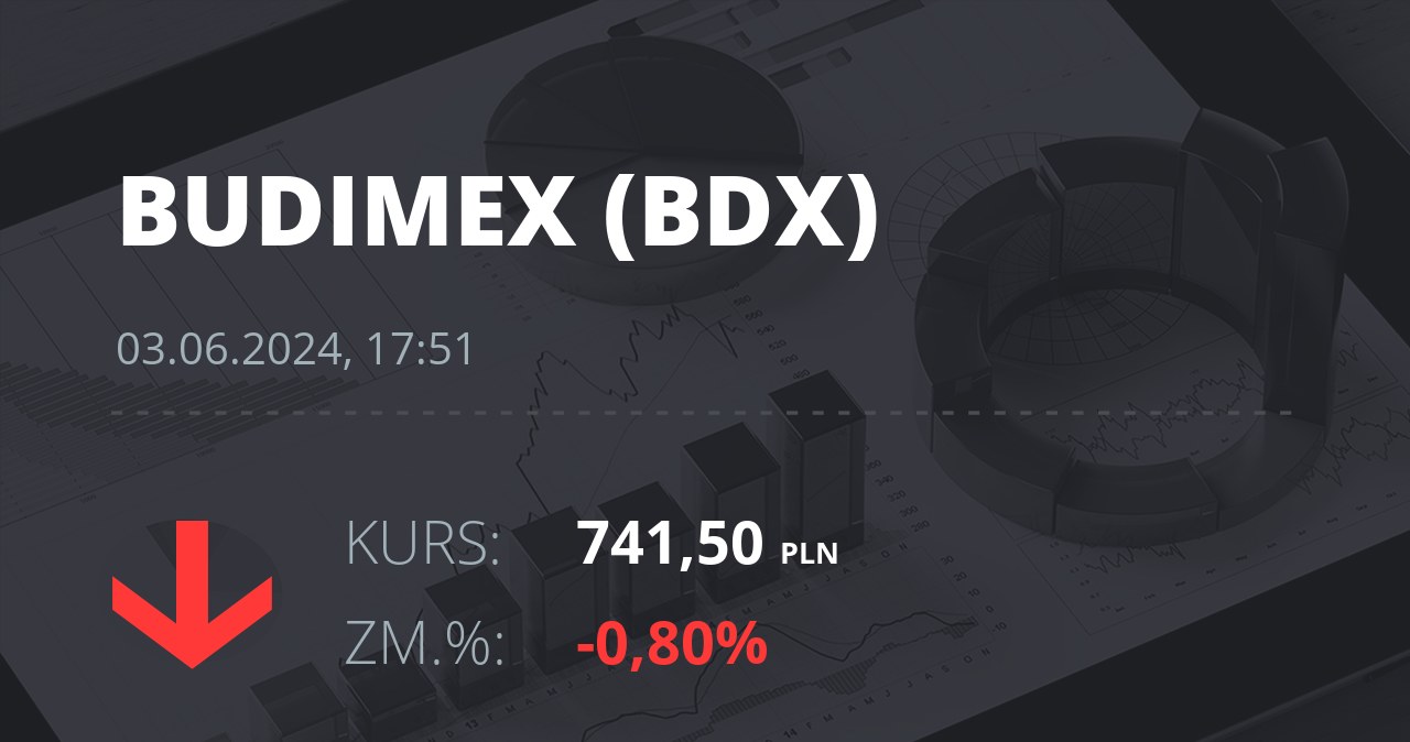 Notowania akcji spółki Budimex z 3 czerwca 2024 roku