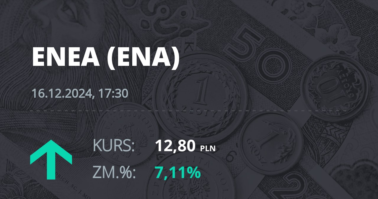 Notowania akcji spółki Enea z 16 grudnia 2024 roku