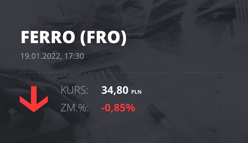Notowania akcji spółki Ferro z 19 stycznia 2022 roku