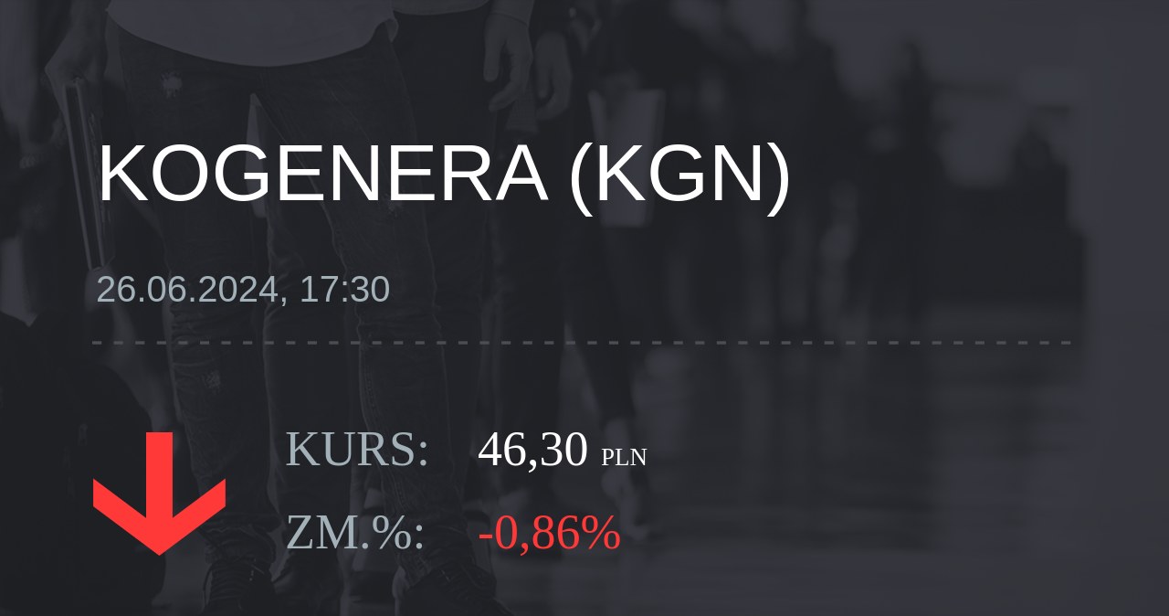 Notowania akcji spółki Kogeneracja z 26 czerwca 2024 roku