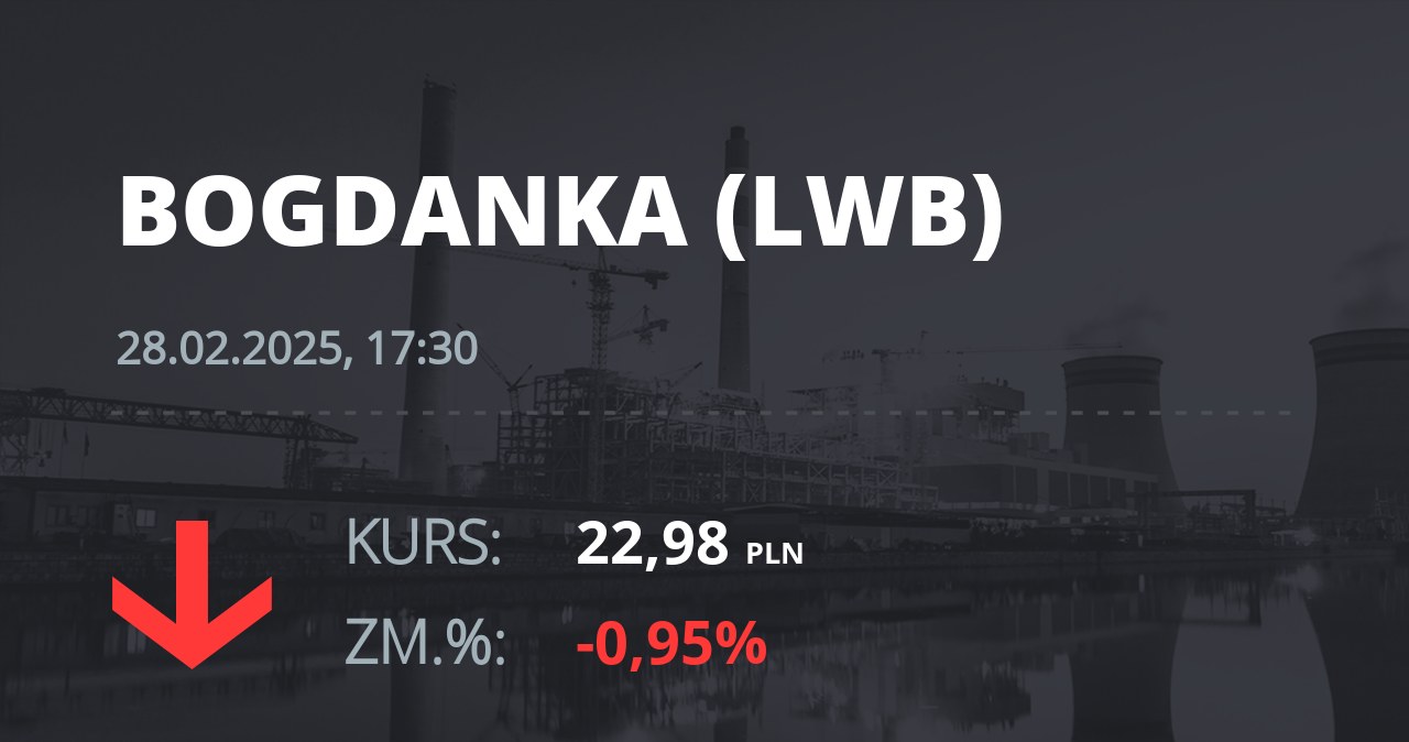 Notowania akcji spółki LW Bogdanka z 28 lutego 2025 roku