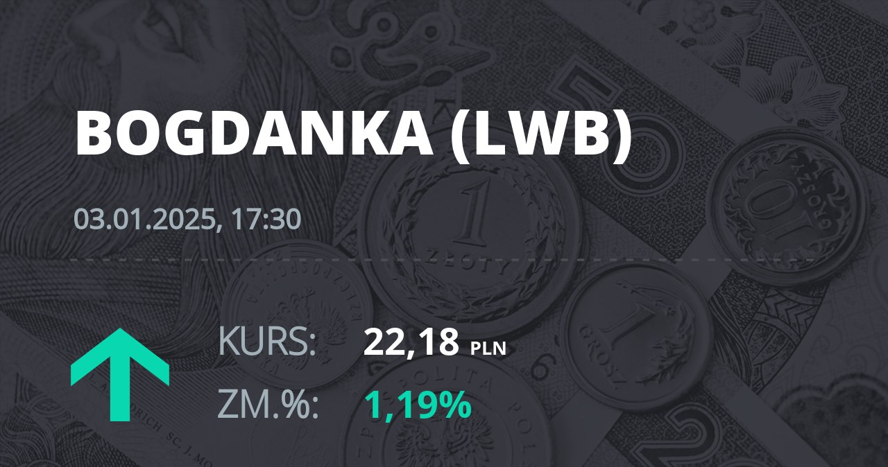 Notowania akcji spółki LW Bogdanka z 3 stycznia 2025 roku