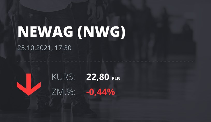 Notowania akcji spółki Newag z 25 października 2021 roku