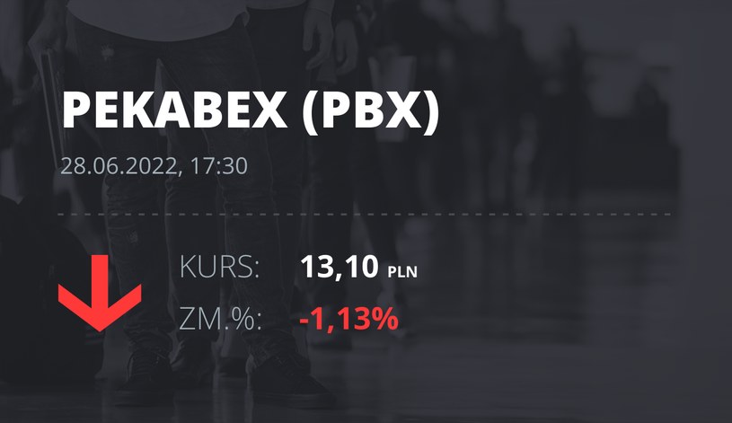 Notowania akcji spółki Pekabex z 28 czerwca 2022 roku