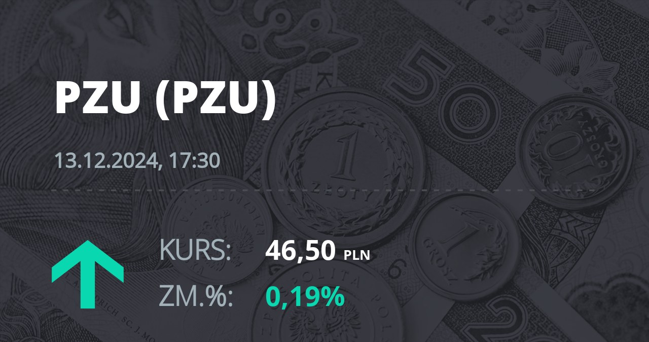 Notowania akcji spółki PZU z 13 grudnia 2024 roku