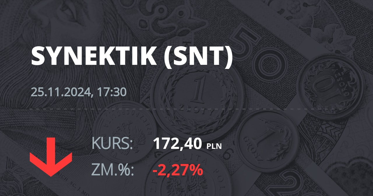 Notowania akcji spółki Synektik S.A. z 25 listopada 2024 roku