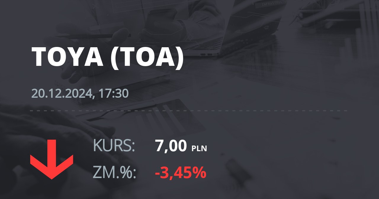 Notowania akcji spółki Toya z 20 grudnia 2024 roku