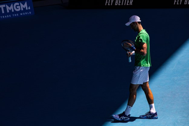 Novak Djokovic  podczas treningu w Melbourne Park w Melbourne /DIEGO FEDELE /PAP/EPA