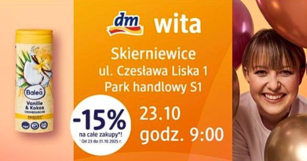 Nowa dm już w Skierniewicach! -15% na wszystko do 31.10 /drogeria dm /INTERIA.PL