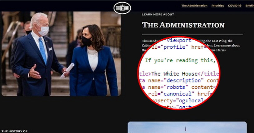 Nowa strona Białego Domu i zaszyta w HTML-u wiadomość /INTERIA.PL