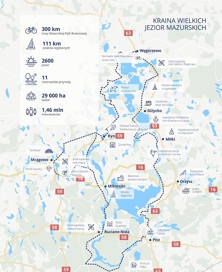 Nowe atrakcje turystyczne w Polsce to Mazurska Pętla Rowerowa, której otwarcie zaplanowano na lato 2023. /mazurskapetlarowerowa.com /materiał zewnętrzny