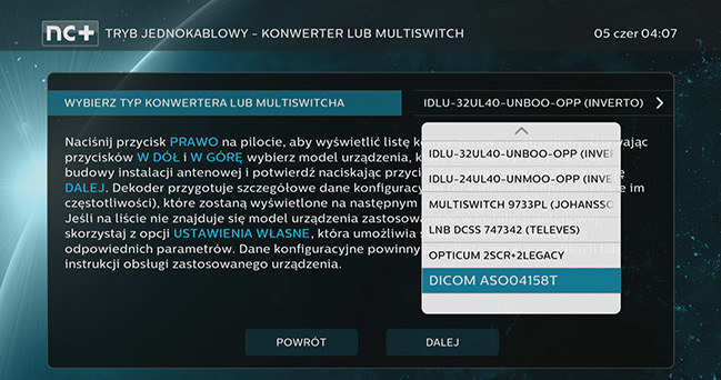 Nowe predefiniowane modele urządzeń obsługujących technologię jednokablową /SatKurier