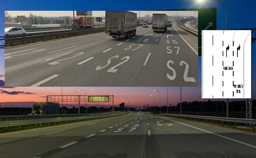 Nowe znaki poziome - napisy z nazwą drogi i miejscowością "kierunkową" mają szansę zostać z nami na stałę. GDDKiA czeka na opinie kierowców /GDDKiA/Interia.pl