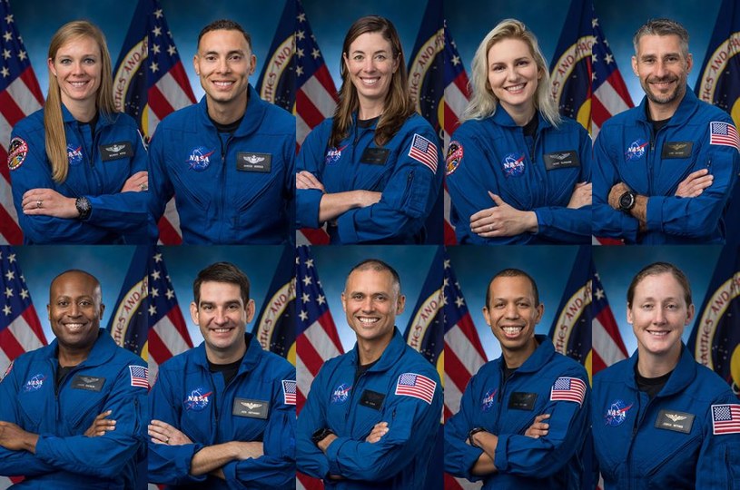 Nowi astronauci NASA: Nichole Ayers, Marcos Berríos, Christina Birch, Deniz Burnham, Luke Delaney, Andre Douglas, Jack Hathaway, Anil Menon, Christopher Williams i Jessica Wittner. /NASA