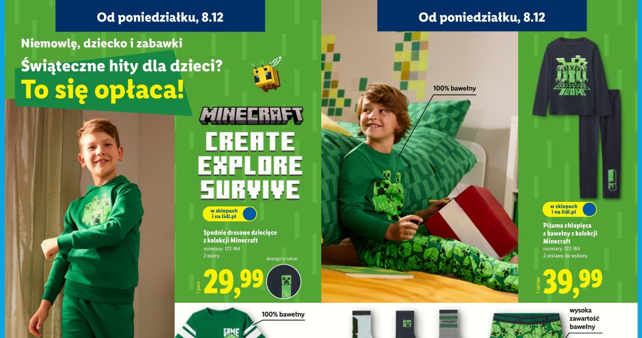 Nowość w Lidlu od 8 grudnia! Ubrania z kolekcji Minecraft dla dzieci /Lidl /INTERIA.PL