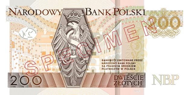 Nowy banknot 200 zł - rewers /NBP