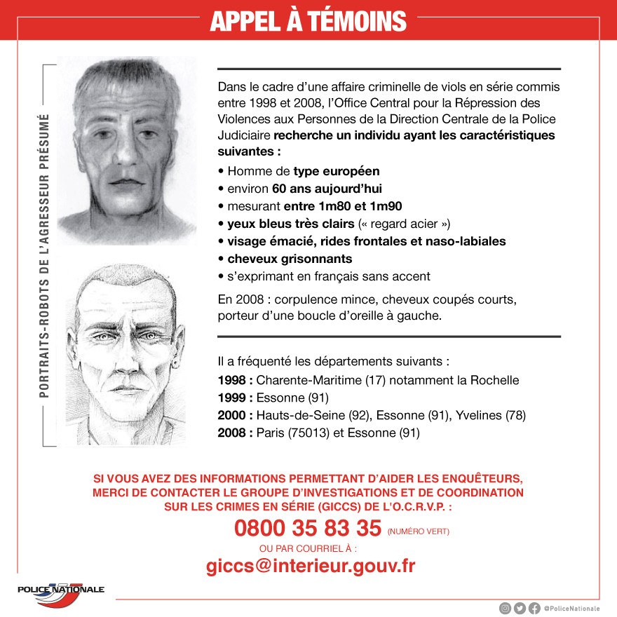 Nowy portret pamięciowy "Leśnego potwora" /Materiały francuskiej policji /Materiały prasowe