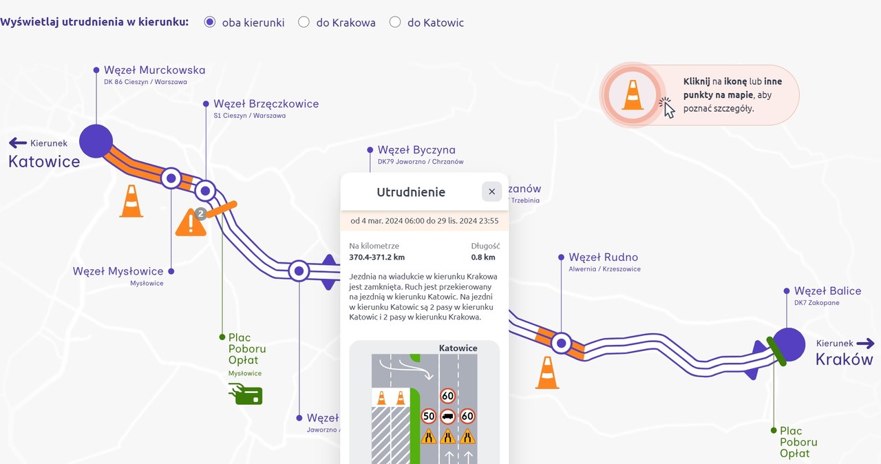 Nowy serwis poinformuje o pracach i pomoże zaplanować trasę Fot. a4info.pl /