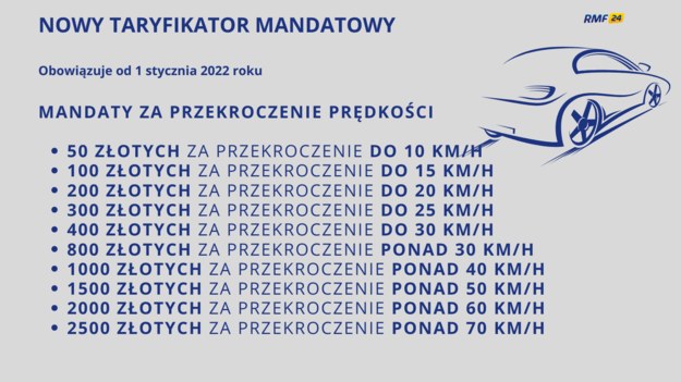 Nowy taryfikator mandatowy /Grafika RMF FM