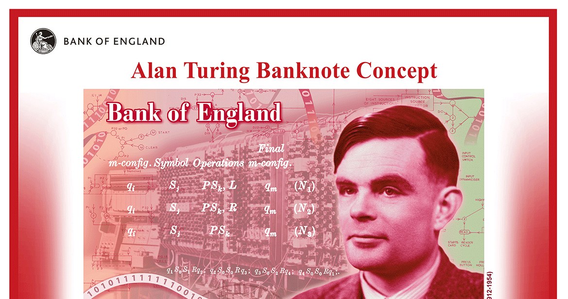Nowym banknotem Anglicy uczcili wybitnego matematyka Alana Turinga. Fot. Bank of England /