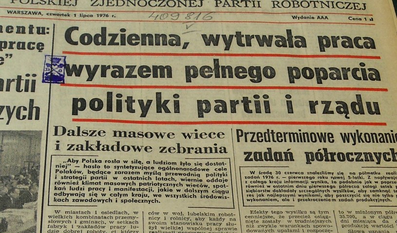 Numer Trybuny z 1 lipca 1976 roku /reprodukcja /INTERIA.PL